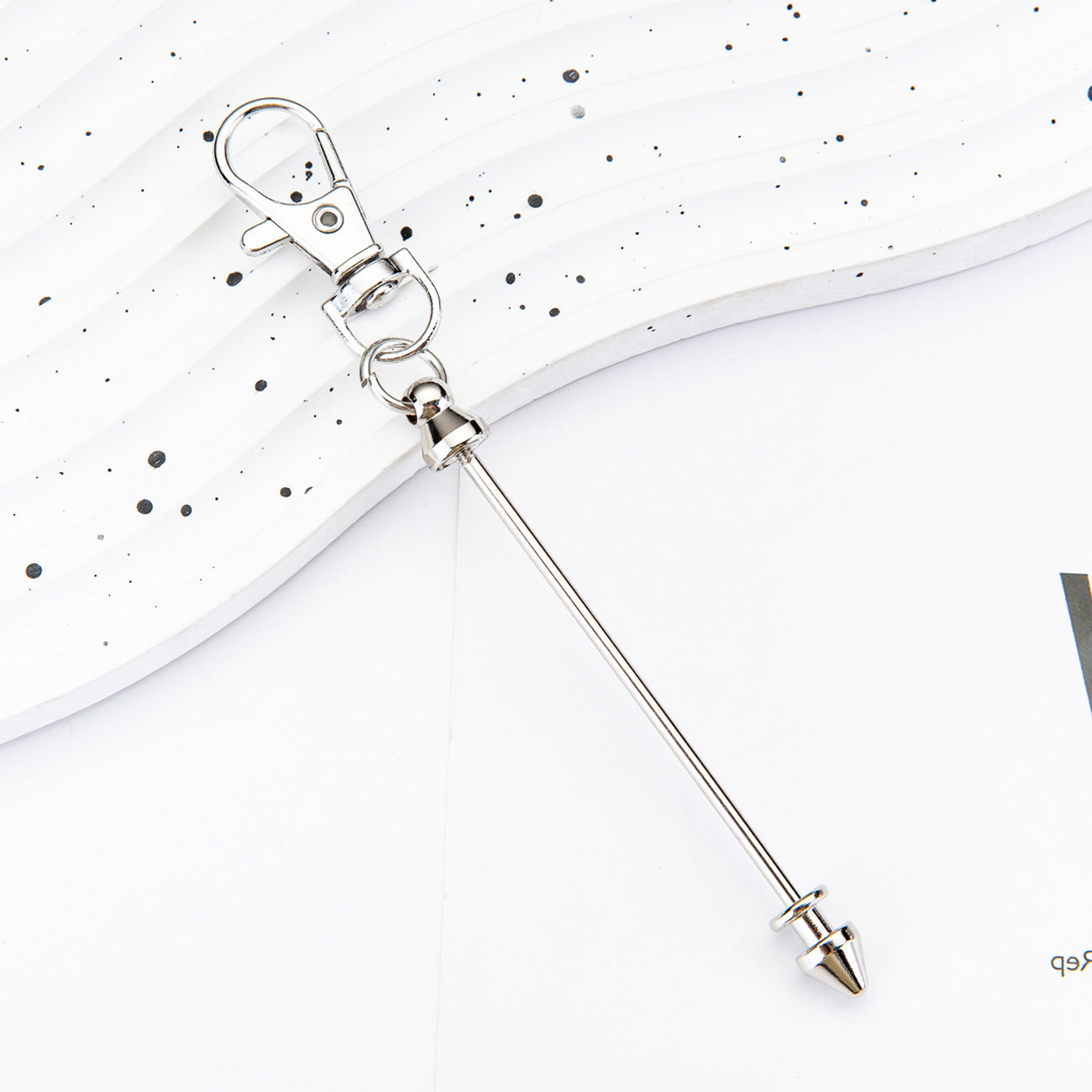 Wholesale New DIY Metal Beaded Cone Bullet Pole Lobster Buckle Pendant Keychain