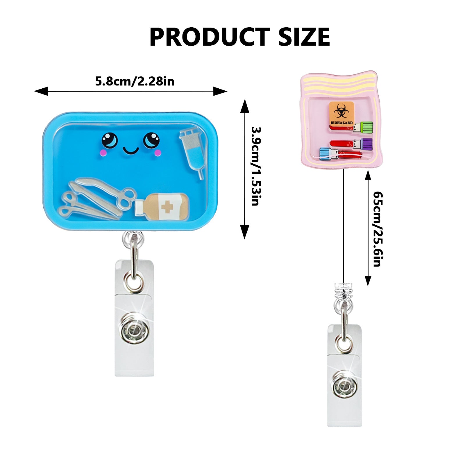 Wholesale Medical shake acrylic badge reel retractable easy to pull