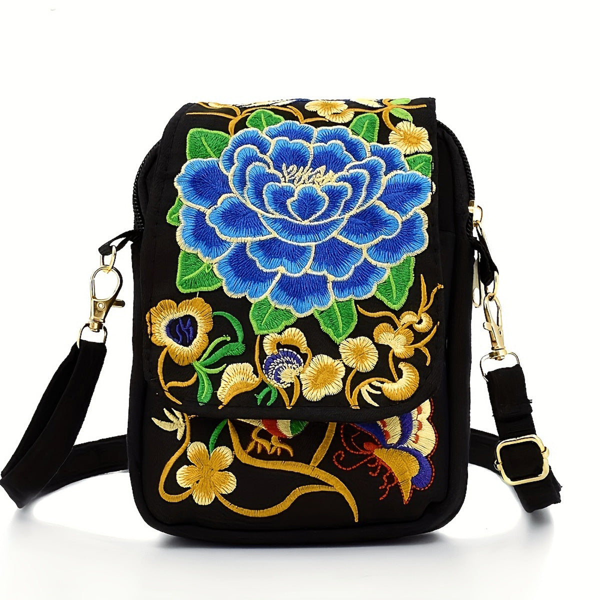 Wholesale Yunnan Ethnic Style Embroidered Bags, Crossbody Mini Canvas Phone Bag