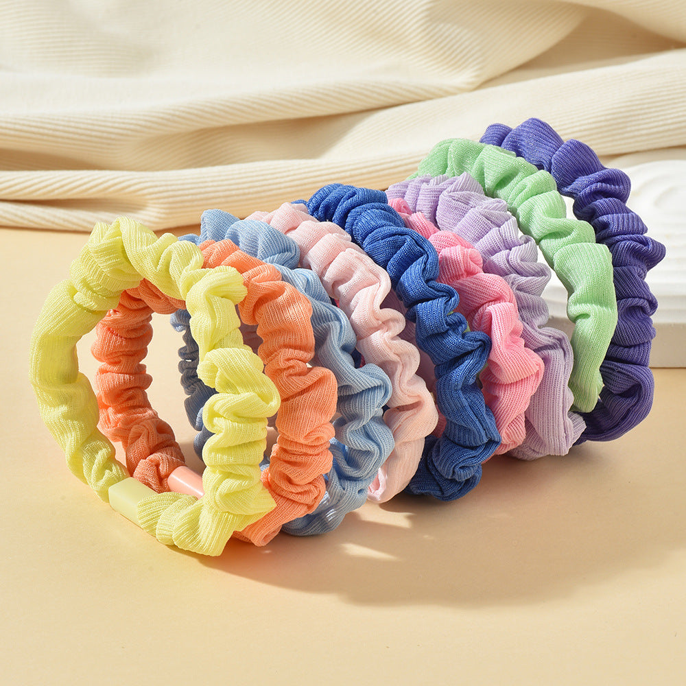 Wholesale High Elastic Pleated Fresh Candy Color Hair Rope