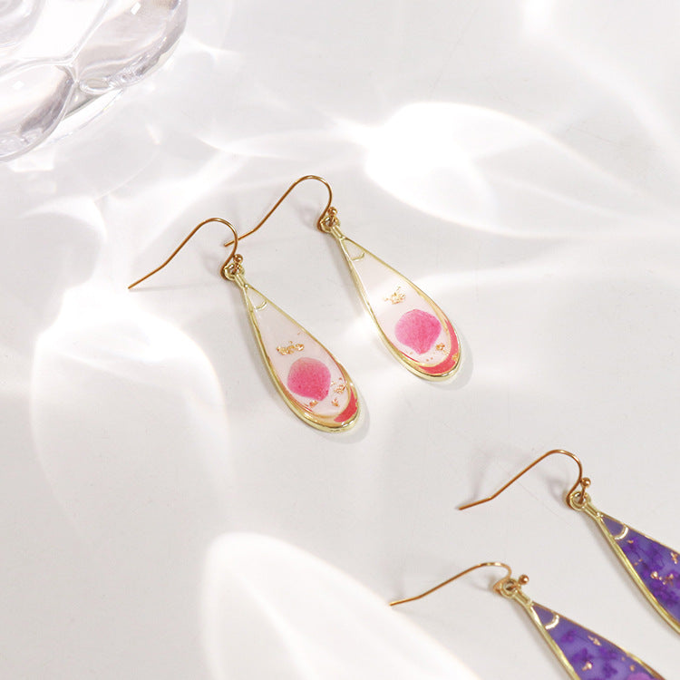 Wholesale 6pcs Plant Specimen Resin Colorful Dried Flower Earrings