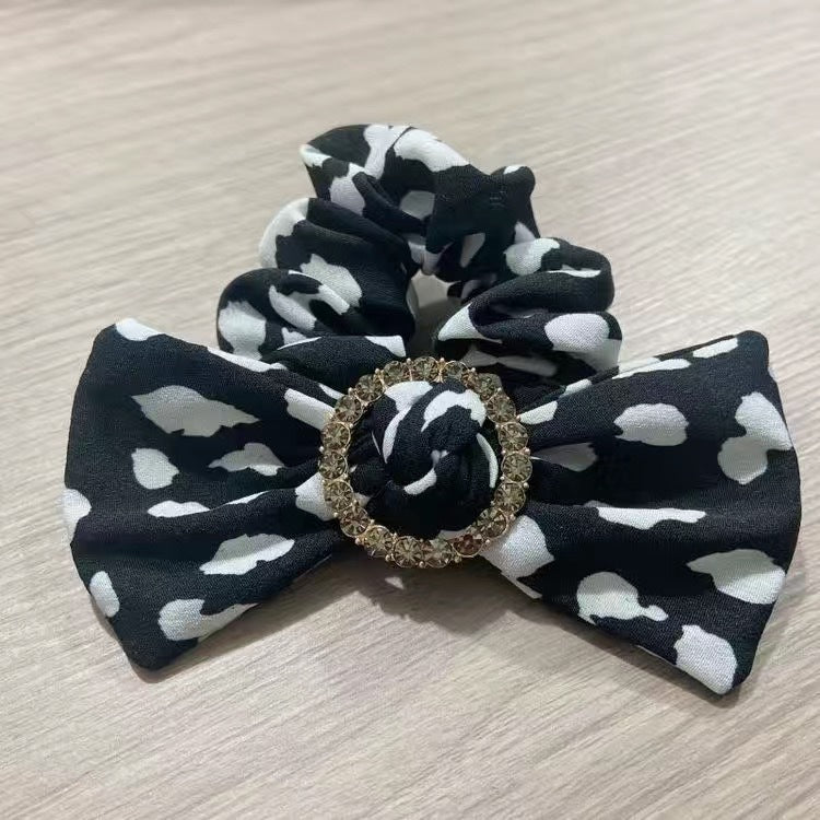 Wholesale Leopard Print Bow Fabric Hair Tie
