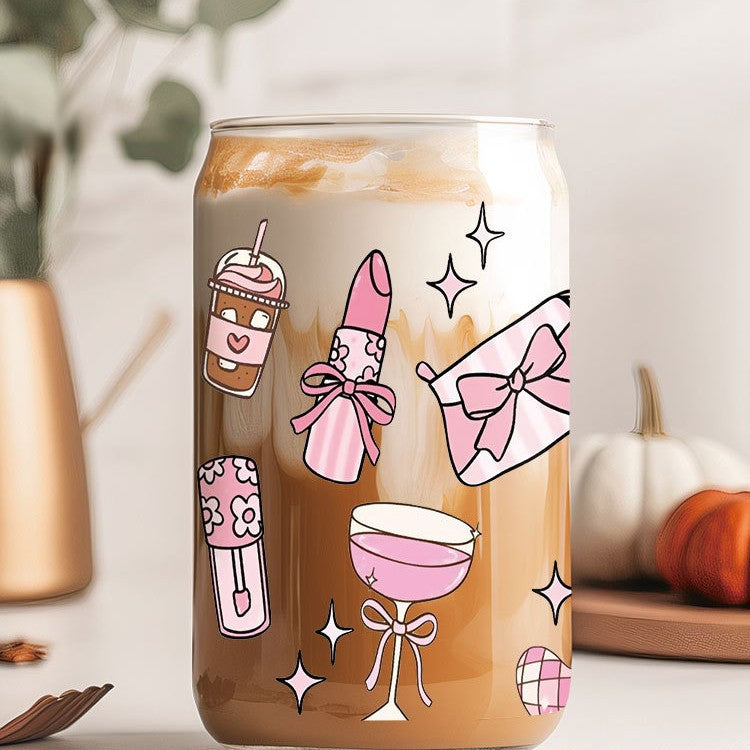 Wholesale Pink cosmetics shoes Mother's Day 16oz Cup UV DTF Wraps