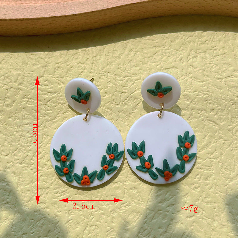 Wholesale Snowman Wreath Cartoon Cute Soft Ceramic Earrings