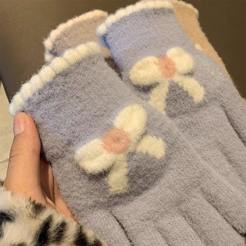 Wholesale Touch Screen Knitted Warm Bow Gloves