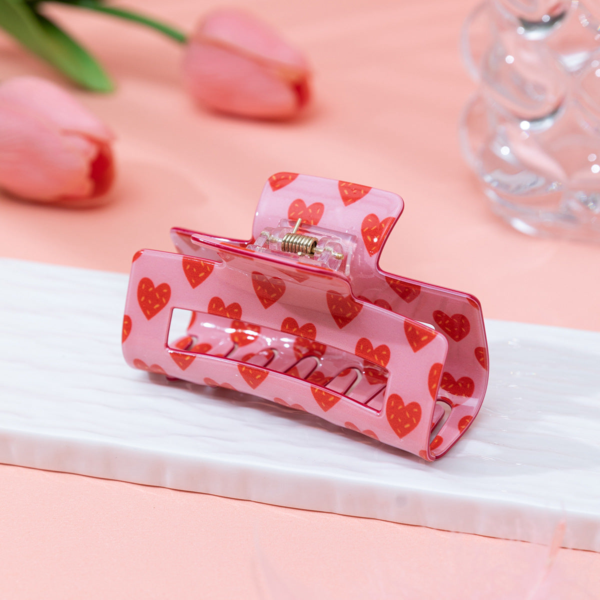 Wholesale simple all-match Valentine's Day printed rose love hair clip hair clip back headwear shark clip