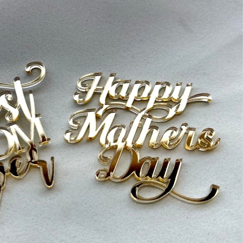 Wholesale 10PCS/PACK Mother's Day Happy Acrylic Cake Decoration
