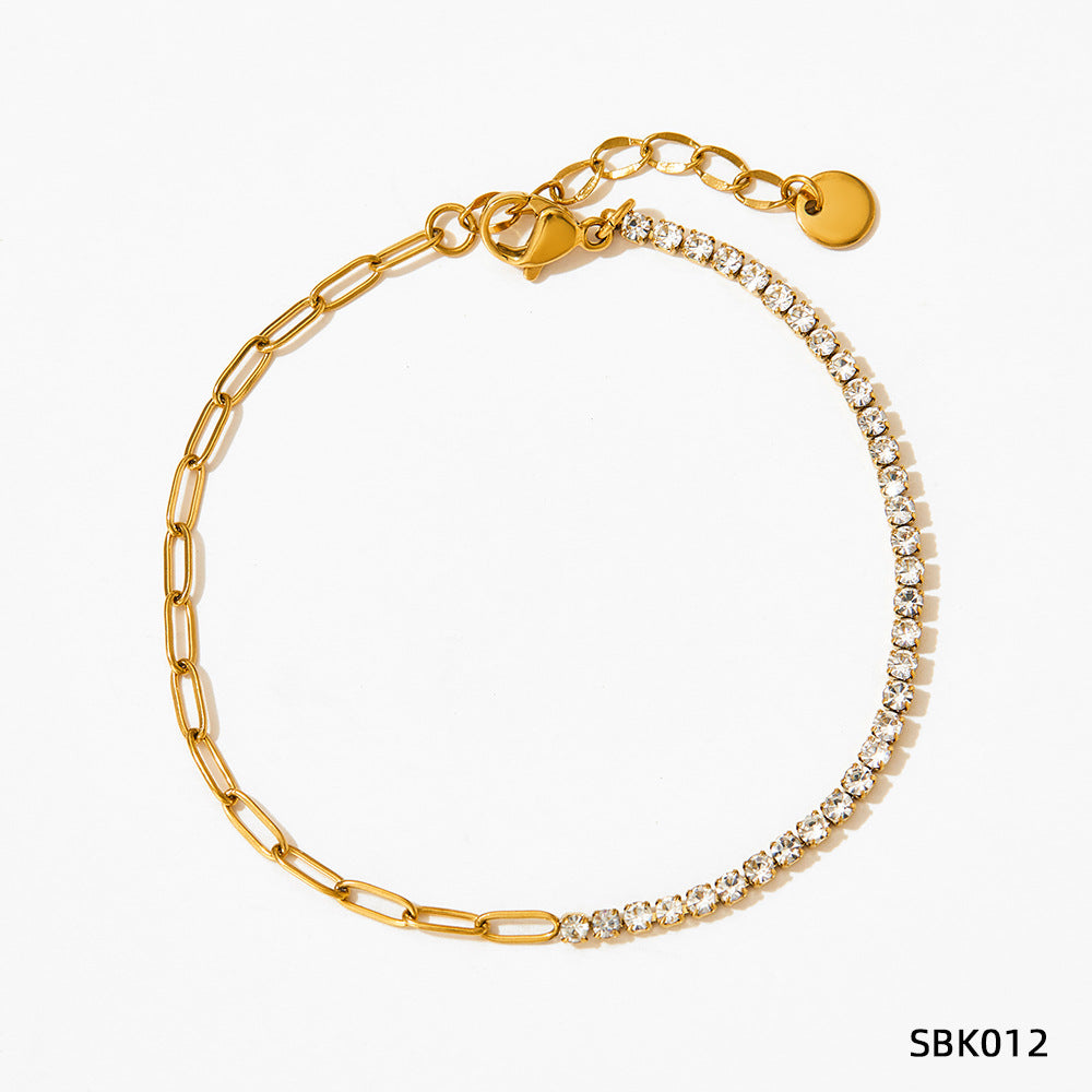 Wholesale PVD stainless steel zircon vacuum gold-plated exquisite bracelet