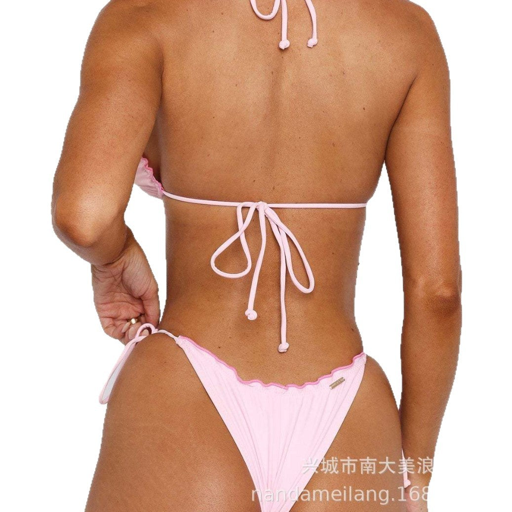 Wholesale Sexy pleated edge beach swimsuit