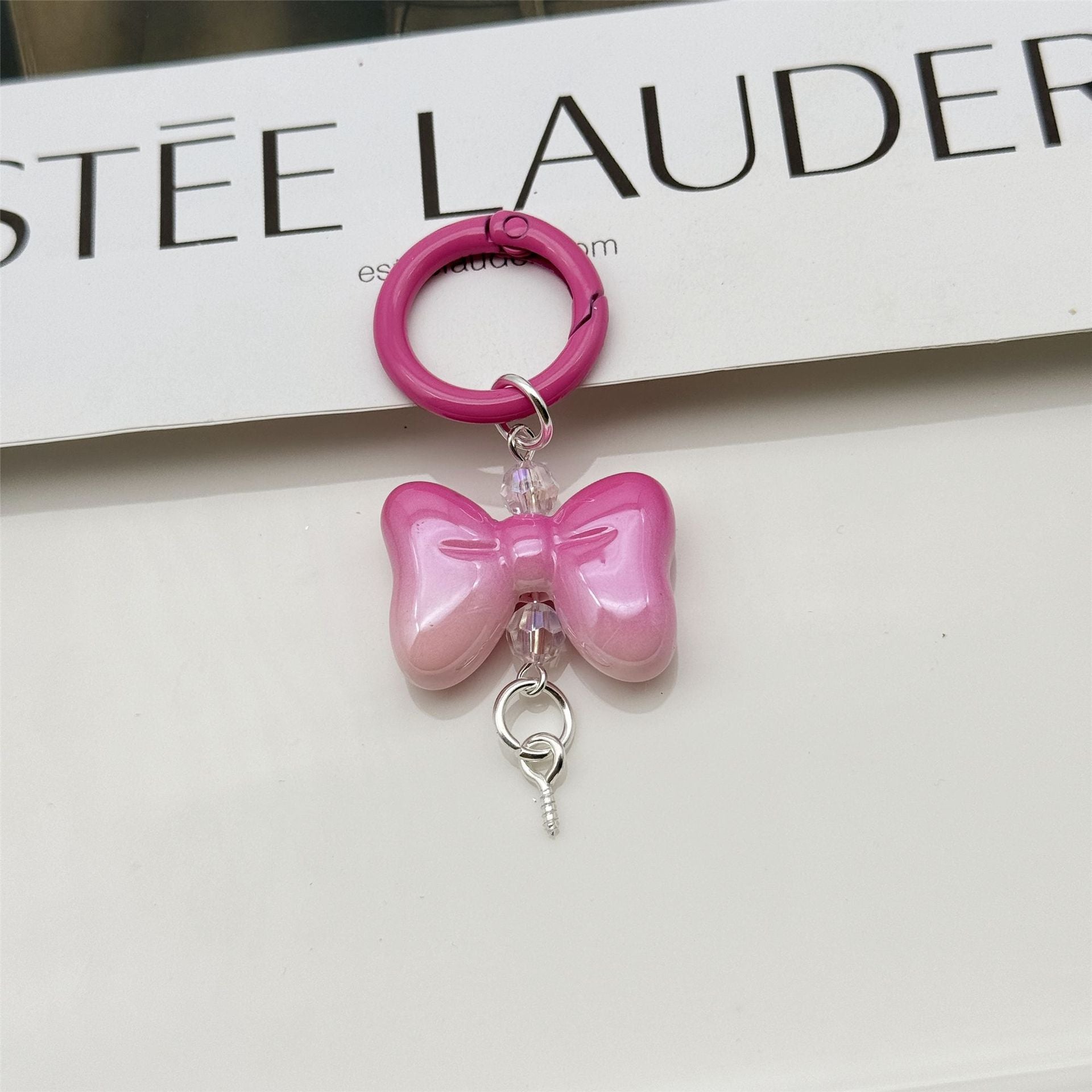 Wholesale Candy Color Bow Keychain Color Spring Buckle Cute Bag Pendant