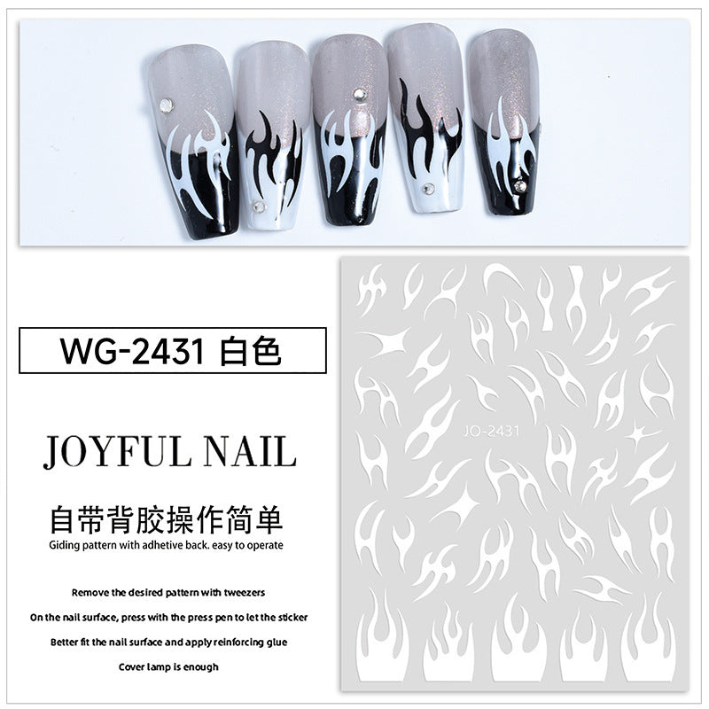Wholesale Net red thorn flame  decorations small pattern black and white stickers