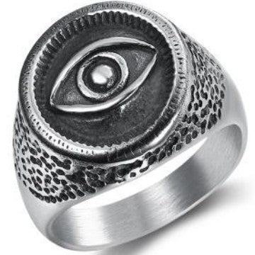 Wholesale  Simple Retro Punk Goethe Ring Titanium Steel Rust-free Fashion Jewelry Ring Pendant