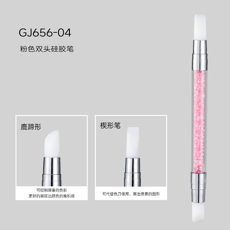 Wholesale Double-headed manicure silicone pen sticker pressing stick multi-function magic mirror powder smear carving glue adjustment manicure tool