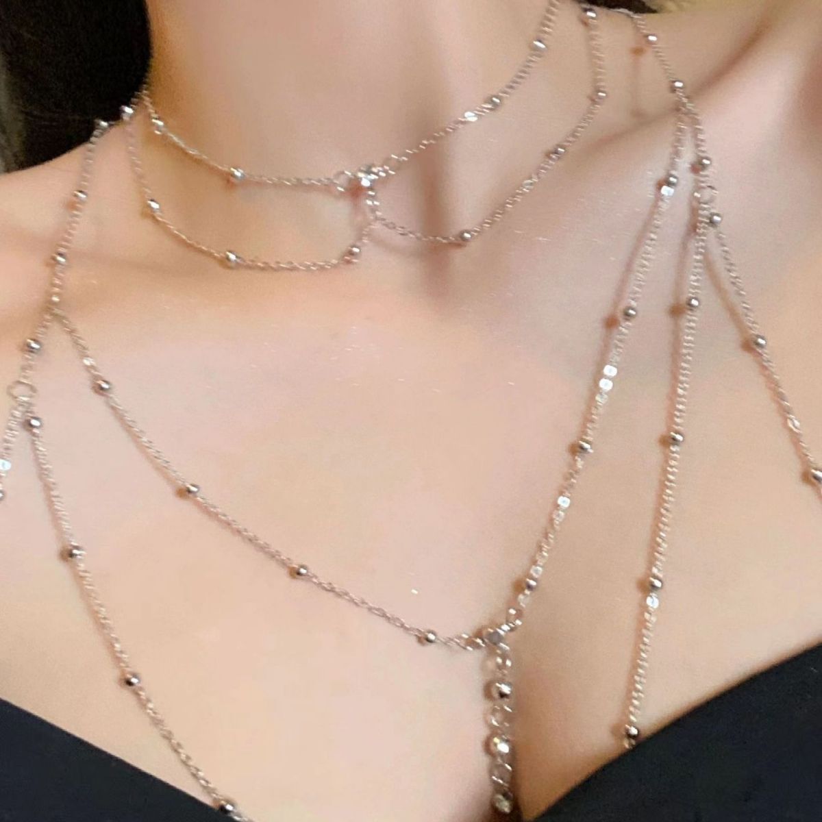 Wholesale Fashion Gold Body Chain Set For Women Trendy Collarbone Neck Leg Chain Jewelry Accessory Everyday Wear