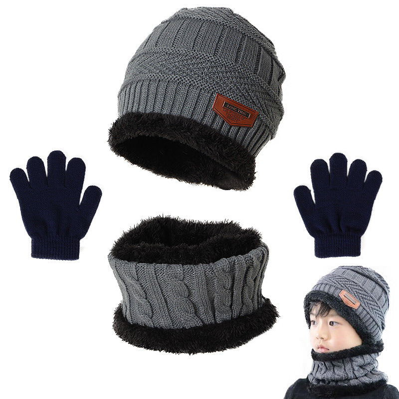 Wholesale of New Plush Necklaces Factory, Warm Children's Acrylic Hats, Scarves, and Gloves, 3-piece Set