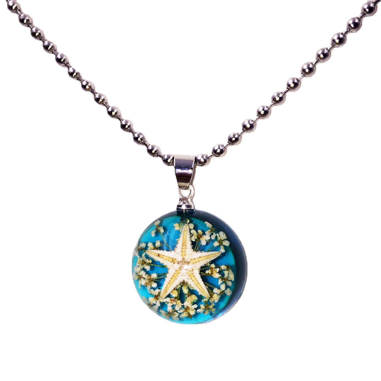 Wholesale 12pcs Creative Handmade Glue-dripping Real Starfish Specimen Necklace