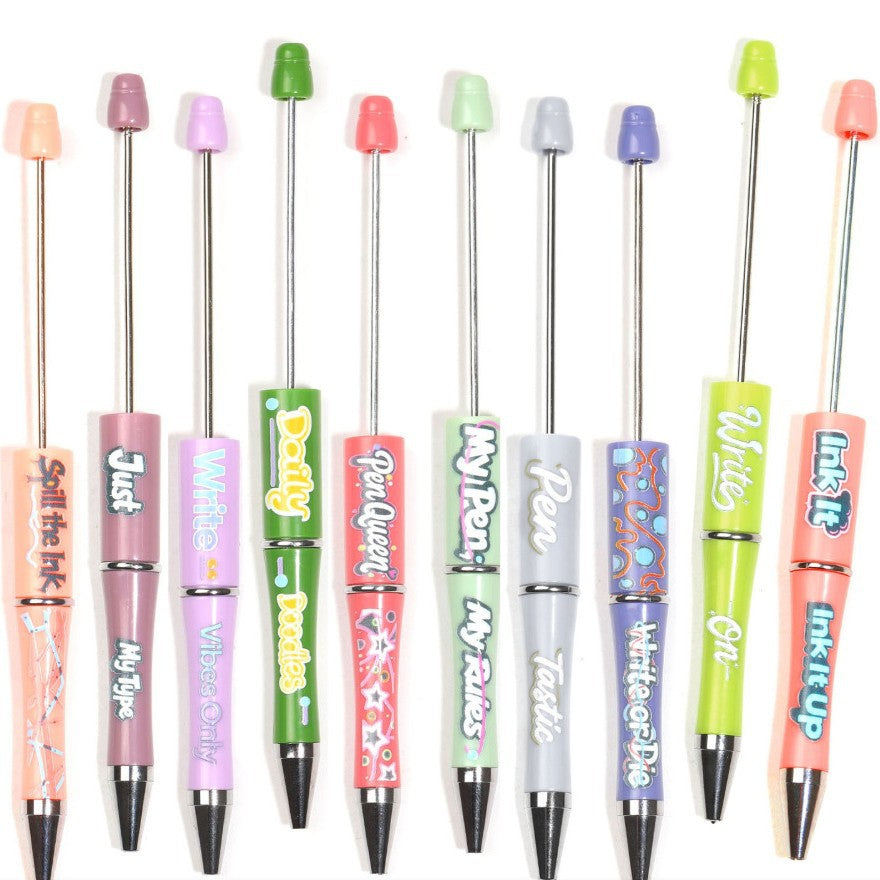 Wholesale Beadable pens colorful English letter printed beads