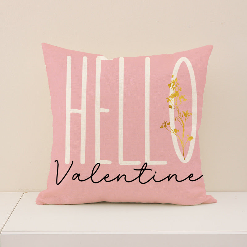 Wholesale  Pink With Printed Versatile Linen Material Valentine' s Day  Pillow Cover