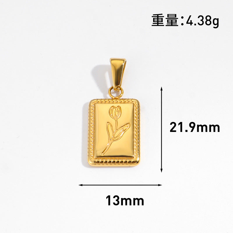 Wholesale 10pcs Retro flower heart-shaped hollow geometric stainless steel pendant