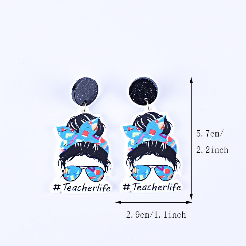 Wholesale Teacher's Day Return Season Rainbow Pencil Acrylic Earrings