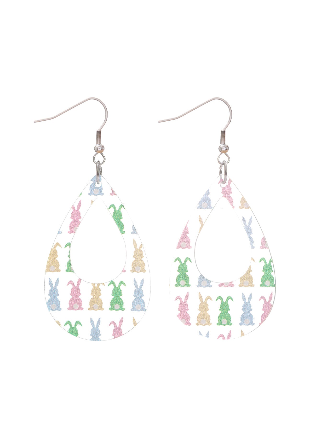 Wholesale Easter Acrylic Print Bunny Stripes Love Heart Fashion Contrast Color Personality Earrings