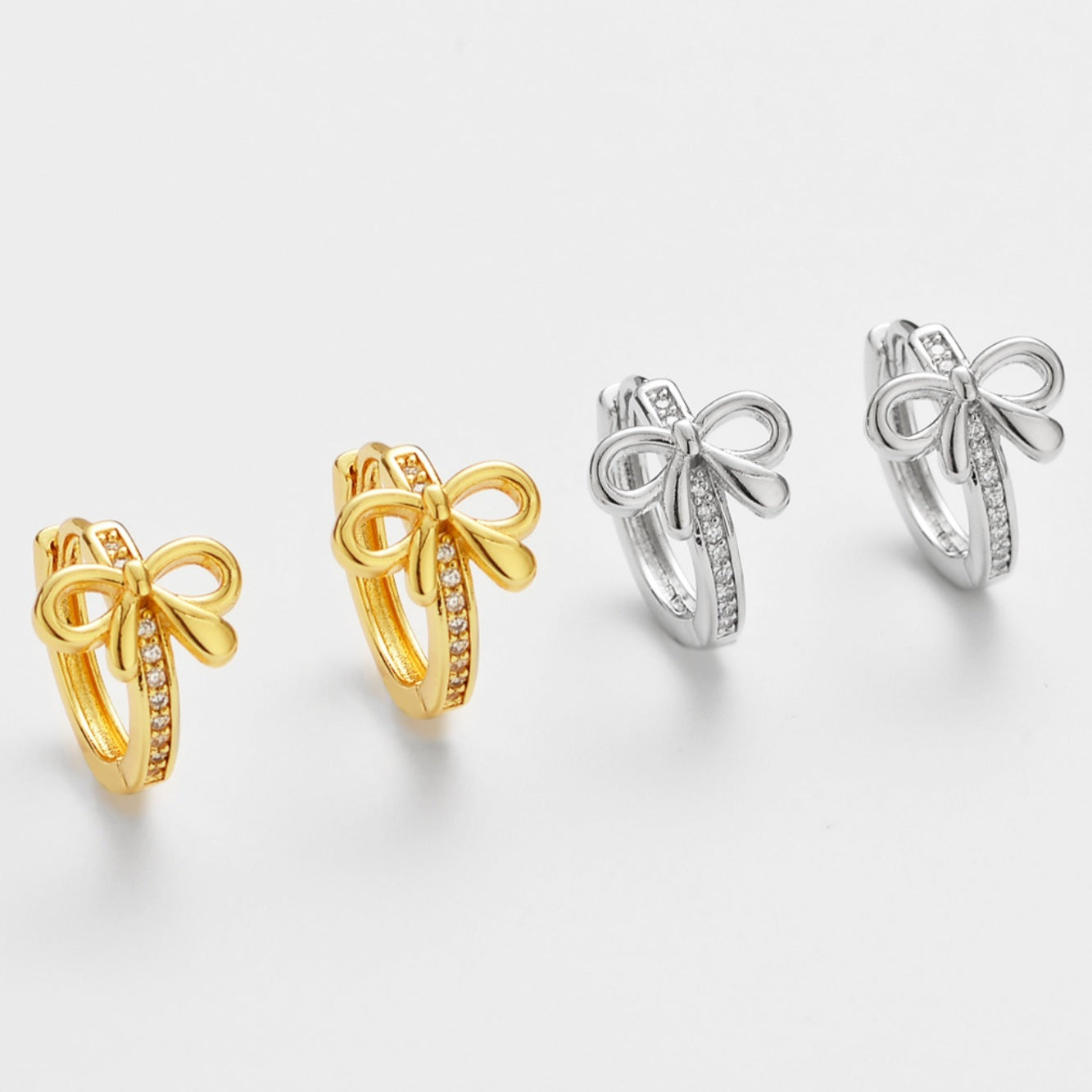 Wholesale Zircon Small Fresh Bow Earrings Simple Versatile Women' s Earrings
