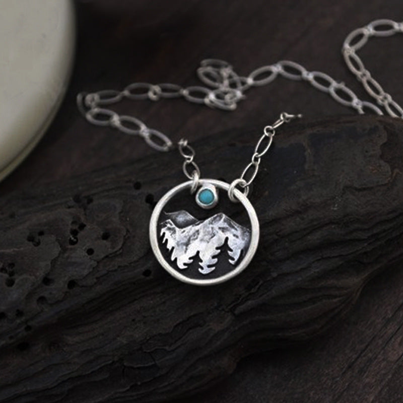 Wholesale Vintage Mountain Peak Crescent Moon Sunset Turquoise Necklace