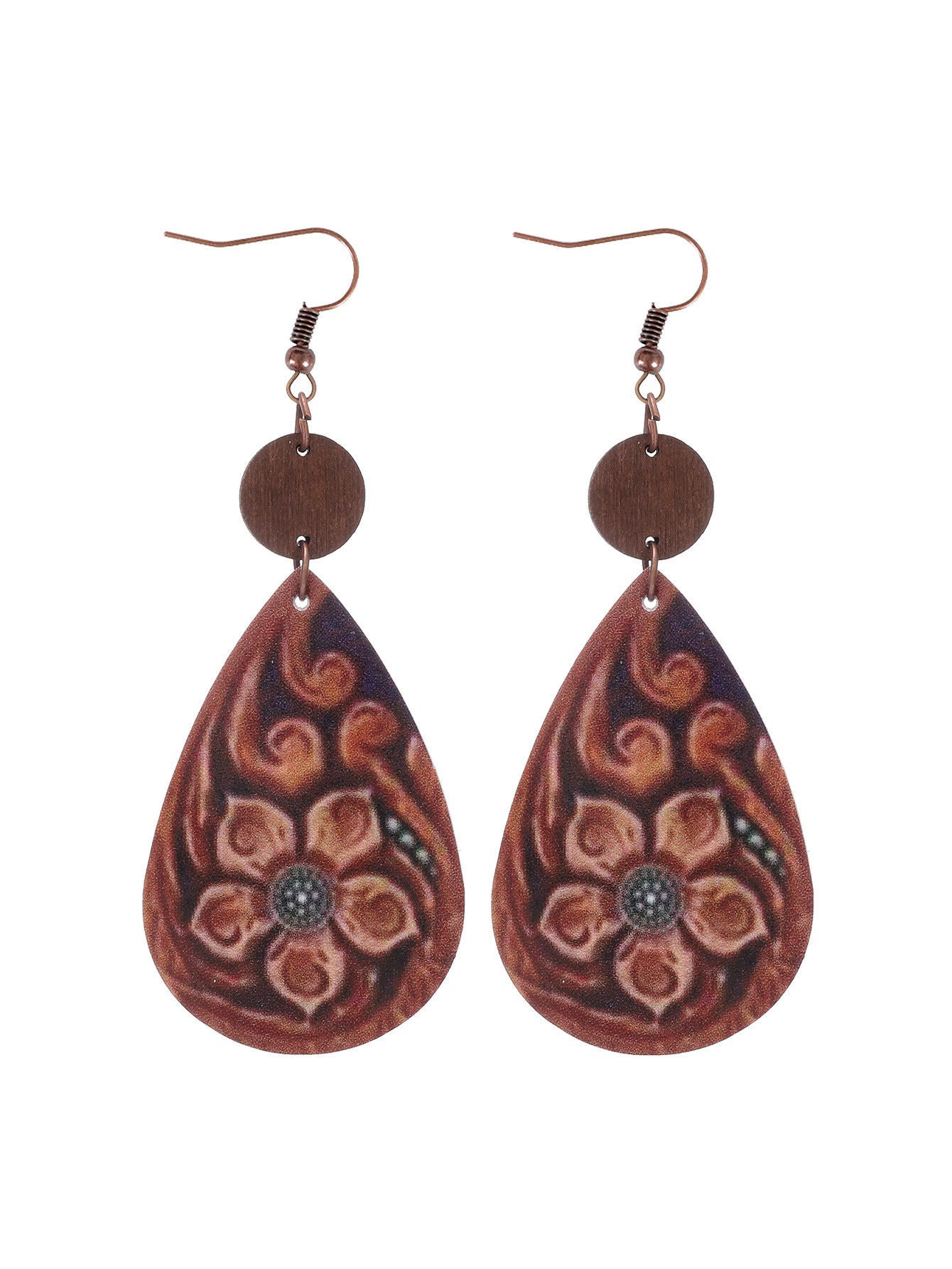 Wholesale Cactus-patterned leather earrings