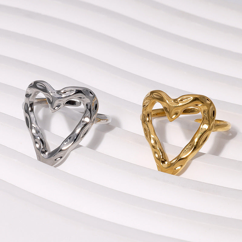 Wholesale Titanium Steel 18K Gold-plated Heart Opening Rings