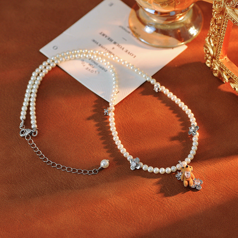 Wholesale Women' s Plant Bear Pearl Ring Set