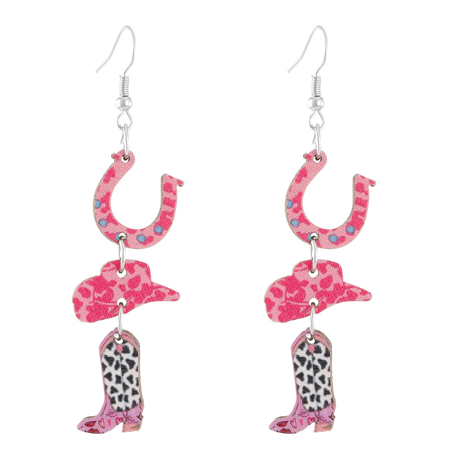 Wholesale Valentine' s Day pink heart-shaped rose fringed earrings