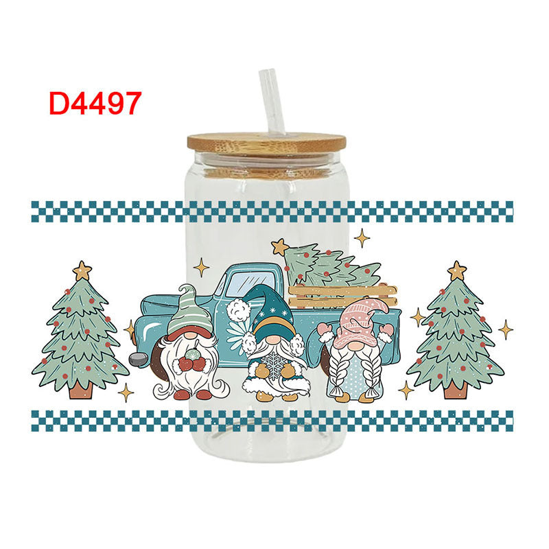 Wholesale Colorful Christmas Series Christmas Tree  16oz Cup UV DTF Wraps