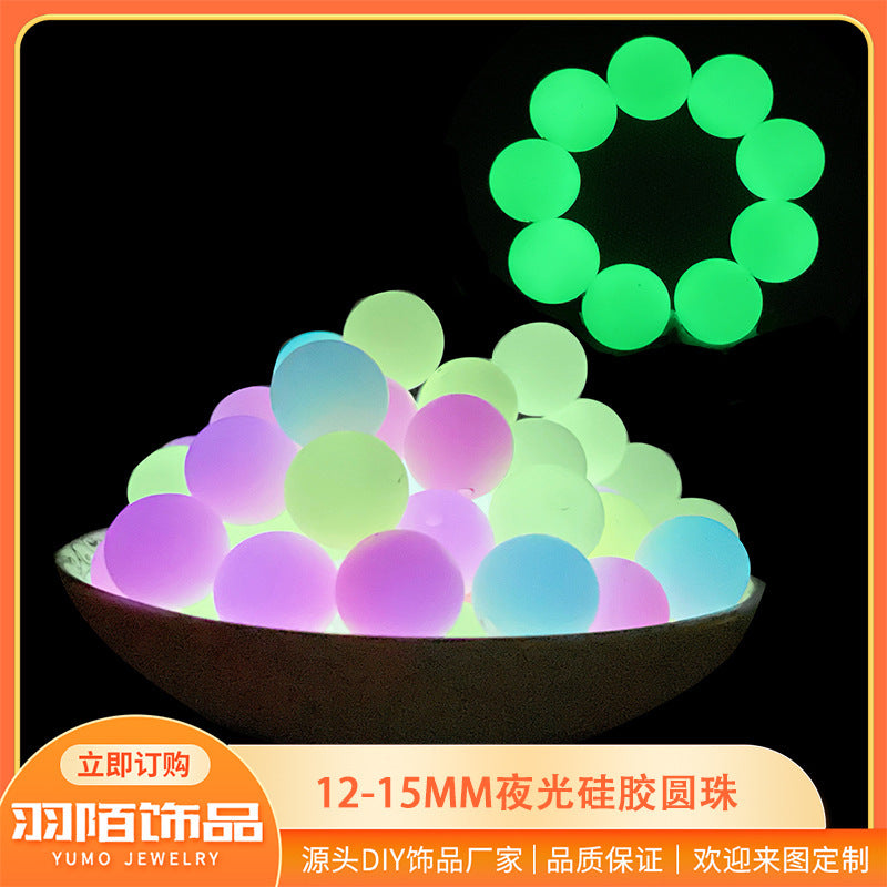 Wholesale 50pcs Luminous Round Beads Silicone Beads Jewelry Accessories Loose Beads