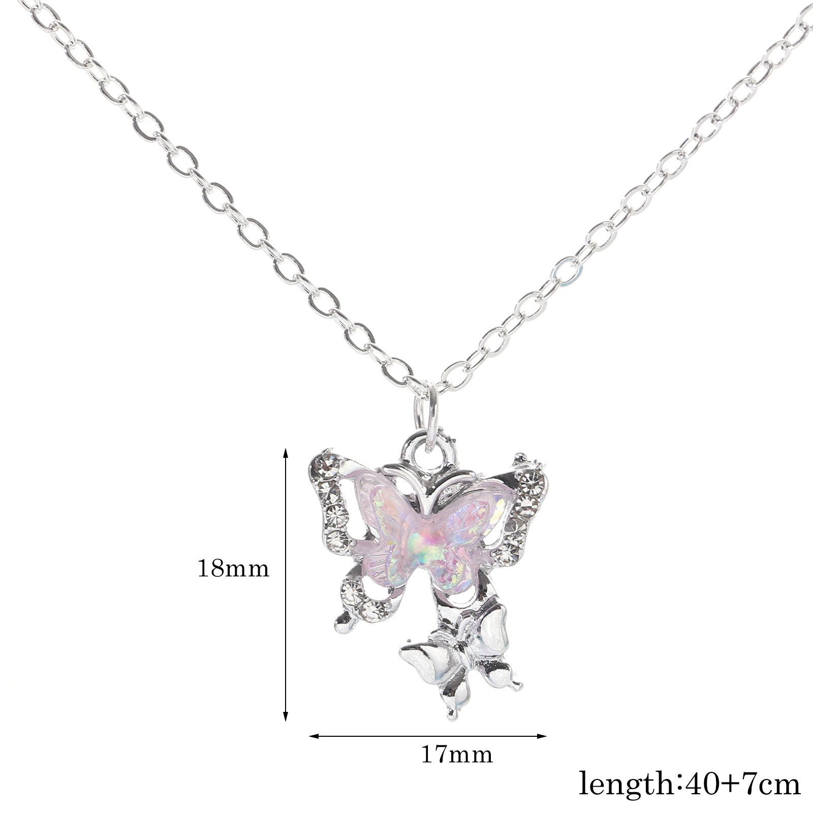 Wholesale Diamond Imitation Cat's Eye Three-Dimensional Butterfly Pendant Necklace