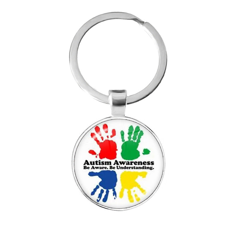 Wholesale Alloy Autism Ribbon Love Keychain