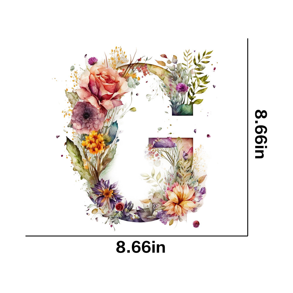 Wholesale 26 letter flower branches and leaves UV DTF Ready to Press Transfers Wraps