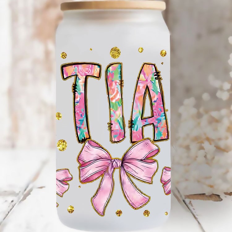 Wholesale Christmas bow 16oz Cup UV DTF Wraps