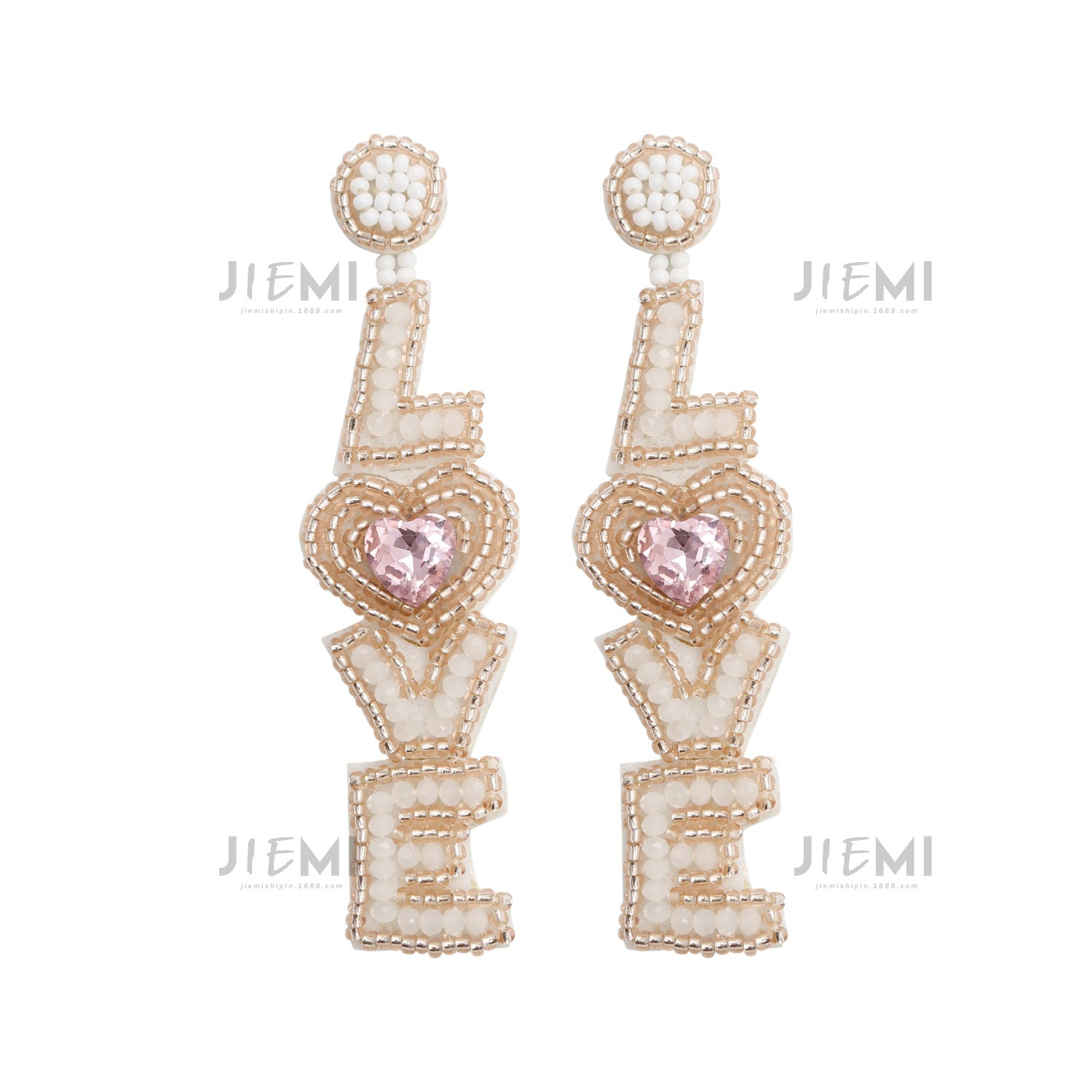 Wholesale Valentine's Day Handwoven Bohemian LOVE Rice Bead Earrings