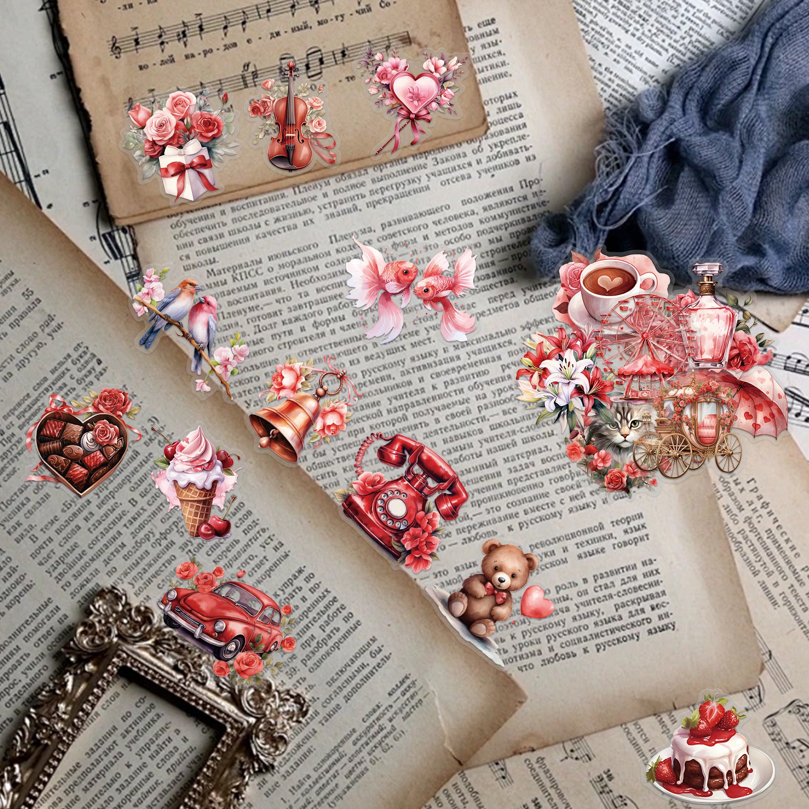 Wholesale 50pcs Valentine' s Day Romantic Love DIY Cartoon Stickers