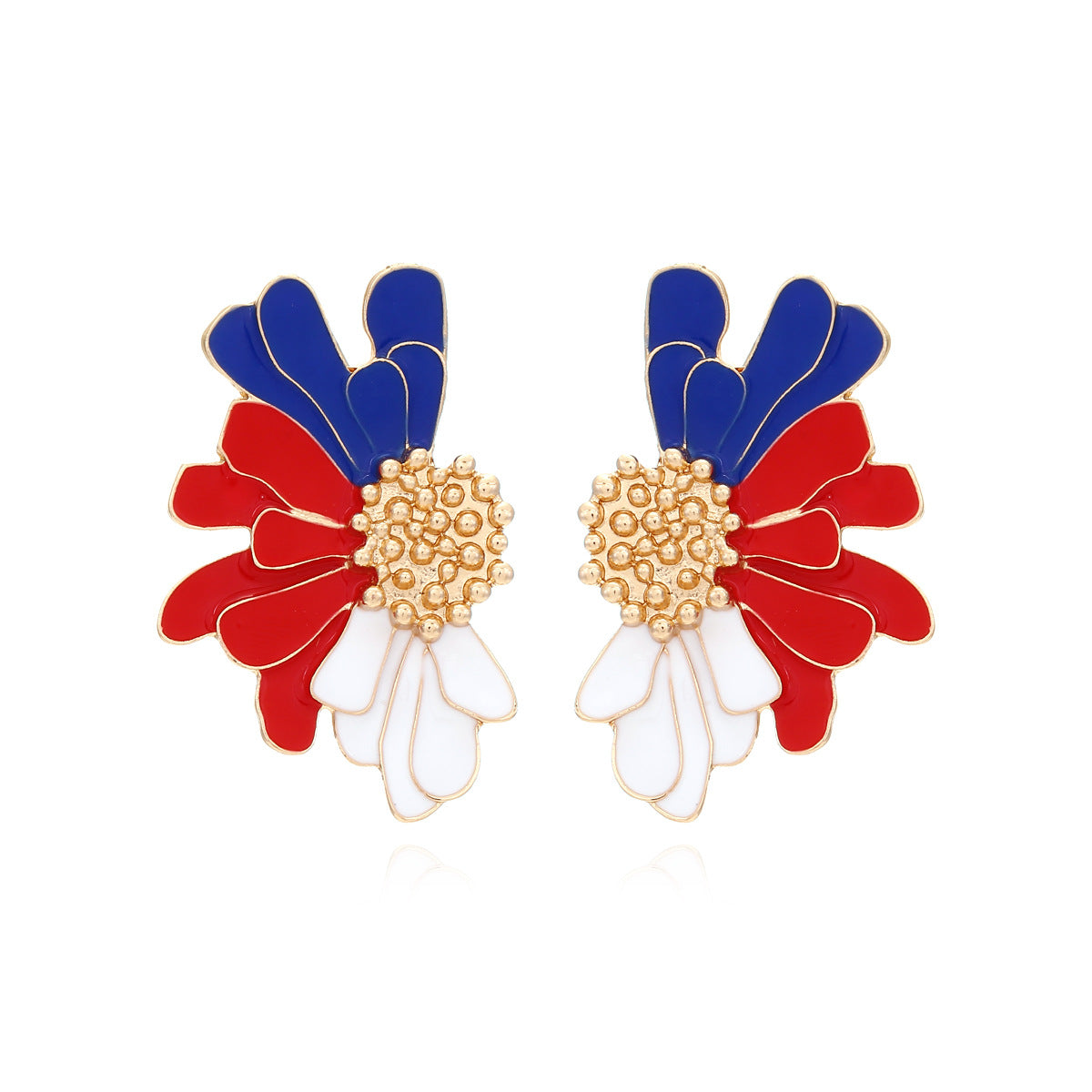 Wholesale Alloy Drops Oil Flowers Independence Day Enamel Leaf Flowers Earrings