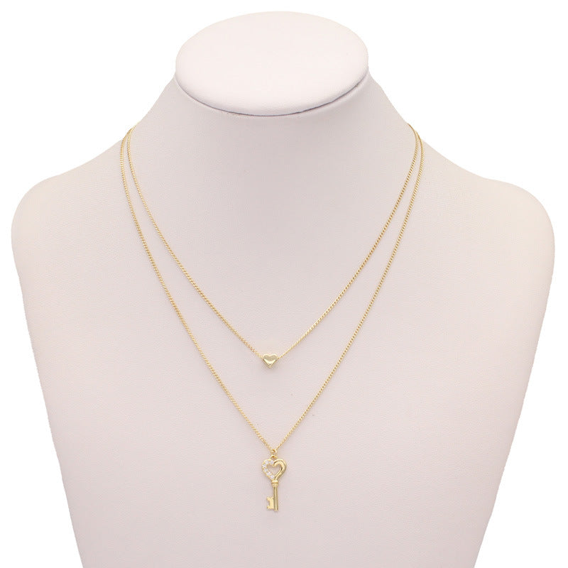 Wholesale Golden Water Wave Chain Geometric Moon Multi-layer Stacking Necklace