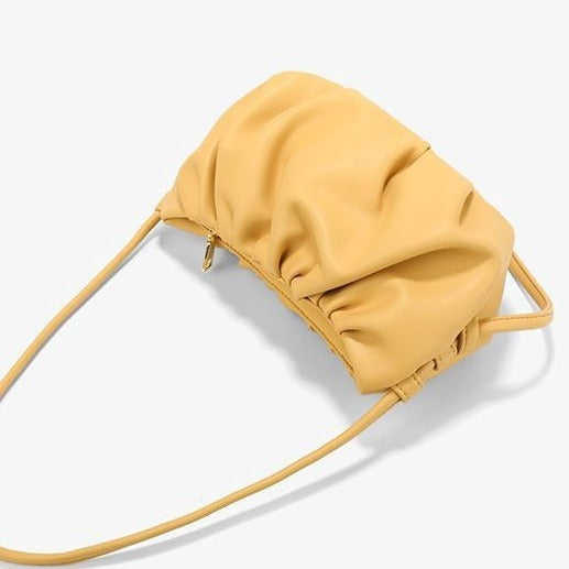 Wholesale Cloud Gold Soft Leather Pleated Dumpling Clutch Bag