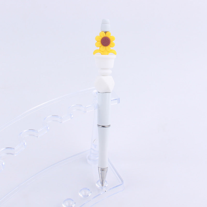 Wholesale Handmade Bead Pen Sunflower Silicone Ballpoint Pen