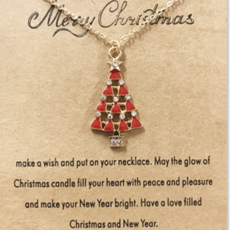Wholesale Christmas Tree Pendant Card Necklace Clavicle Chain