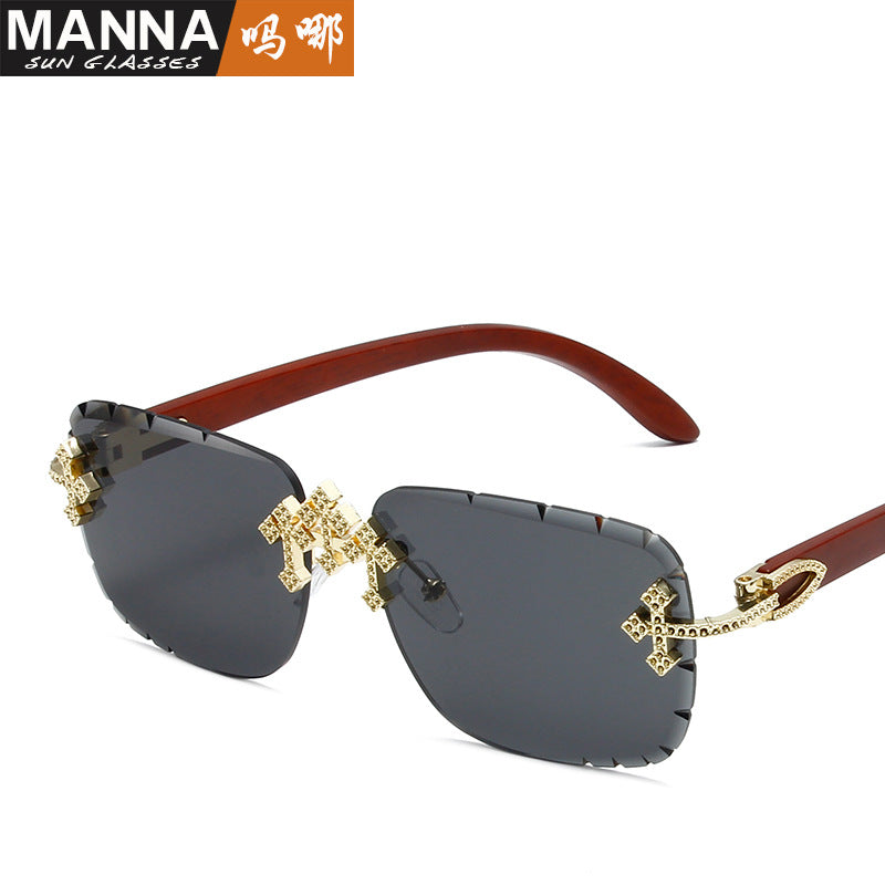 Wholesale Personalized frameless metal square lace sunglasses