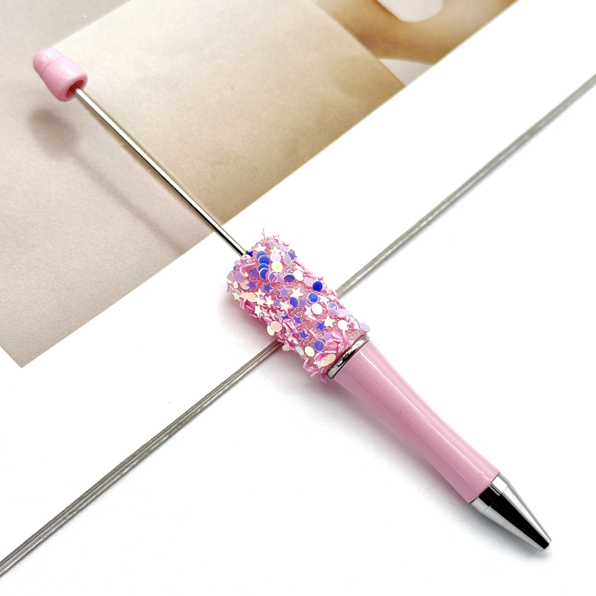 Wholesale DIY Small Star Beaded Pen Shining Sequins Star Ballpoint Pen Handmade Patch Cute Beaded Ballpoint Pen in stock