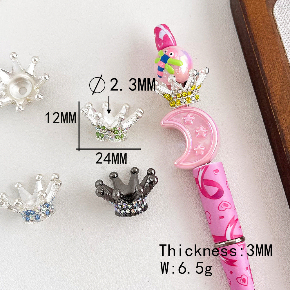 Wholesale 20pcs Alloy Crown with Rhinestones and Vertical Hole Crystal Beads