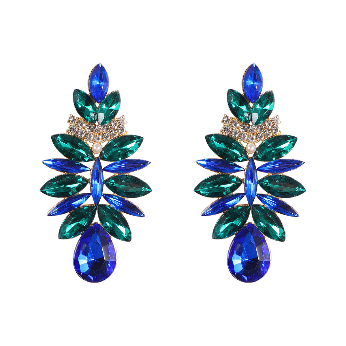 Wholesale Blue Diamond Series Retro Large Grain Sapphire Earrings