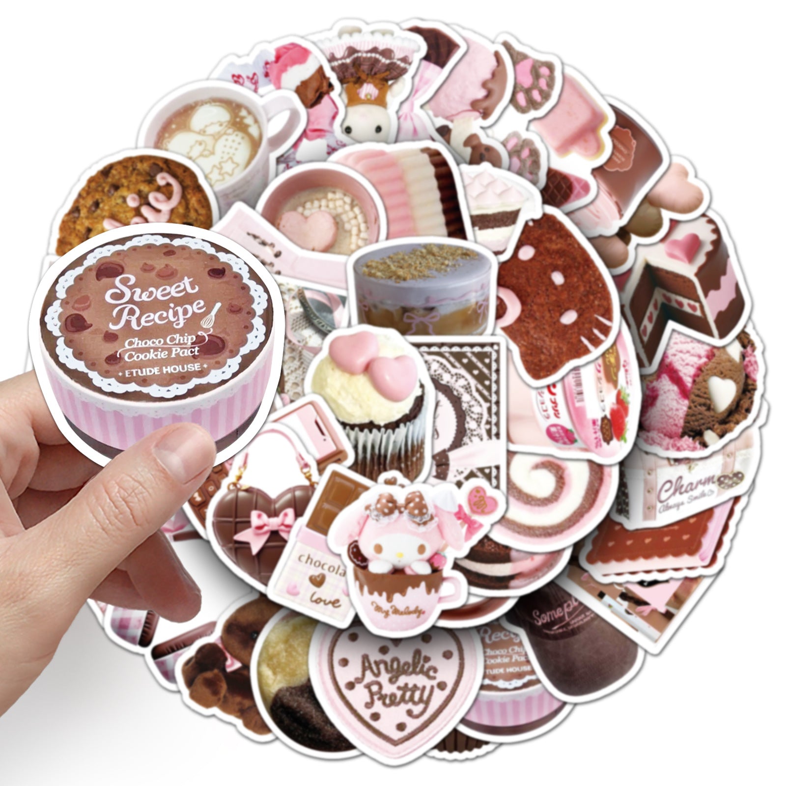 Wholesale 50 cartoon pink-brown chocolate girly dessert doodle stickers