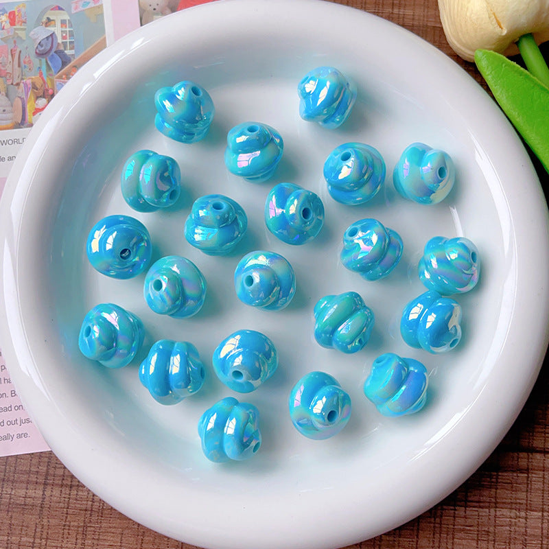Wholesale 10pcs/pack  Solid color coated spiral bead   Acrylic Beads